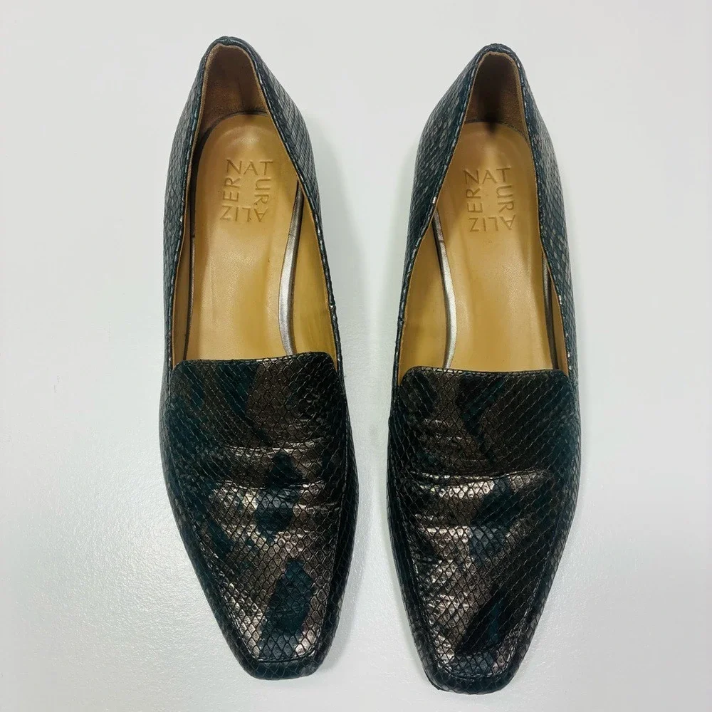 Naturalizer Women Slip-on Loafer 9M Snakeskin Embossed Low Heel Office Career‎
